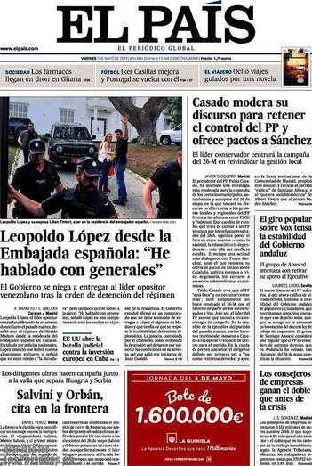 Portada de un periódico nacional de esta jornada (Foto TA)